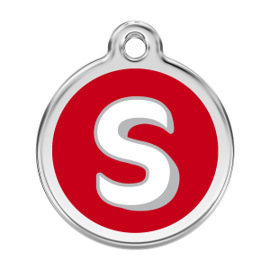 Médaille chien Lettre alphabétique S Rouge L 38mm