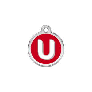 Médaille chat lettre alphabétique U rouge Taille S