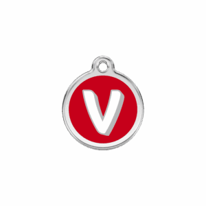 Médaille chat Lettre alphabétique V rouge Taille S
