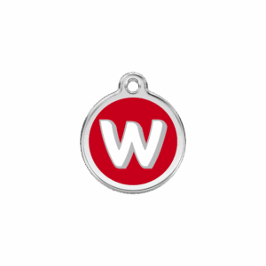 Médaille chat Lettre alphabétique W Rouge Taille S