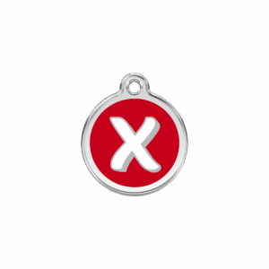 Médaille chat Lettre alphabétique X Rouge Taille S