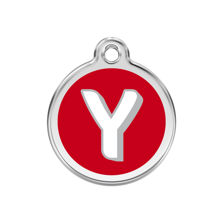 Vue avant - Médaille personnalisée pour chien/chat Red Dingo Émail/Acier inoxydable Y Rouge M 30.00mm - Livraison gratuite