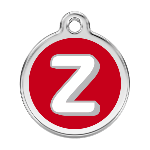 Médaille chien Lettre alphabétique Z Rouge Taille L