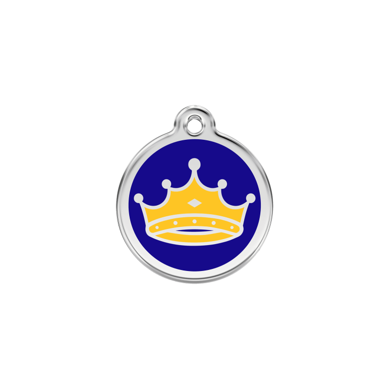 Vue avant - Médaille personnalisée pour chien/chat Red Dingo Émail/Acier inoxydable Roi Bleu foncé - Taille S