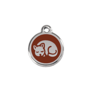 Médaille chaton en émail brun et acier inoxydable - Taille S