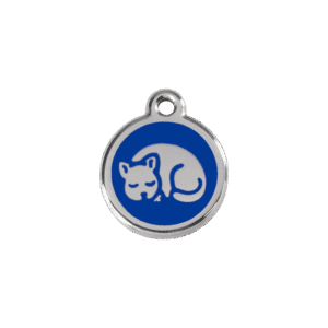 Médaille chaton en émail bleu foncé - Taille S