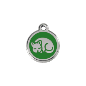 Médaille chaton en émail vert et acier inoxydable - Taille S