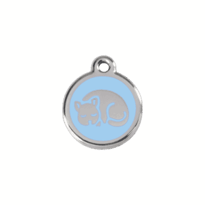 Médaille chaton en émail bleu clair - Taille S