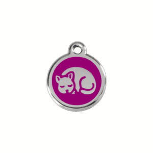 Médaille chaton en émail violet et acier inoxydable - Taille S