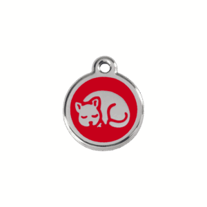 Médaille chaton en émail rouge et acier inoxydable - Taille S