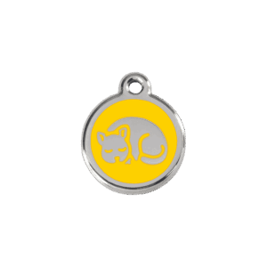 Médaille chaton en émail jaune et acier inoxydable - Taille S