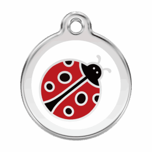 Médaille chien coccinelle blanc Taille L émail et acier inoxydable