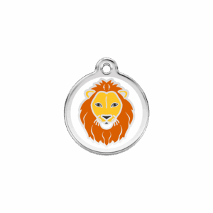Médaille chat Lion Blanc Taille S émail et acier inoxydable
