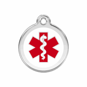Médaille chien émail blanc Taille M étiquette médicale