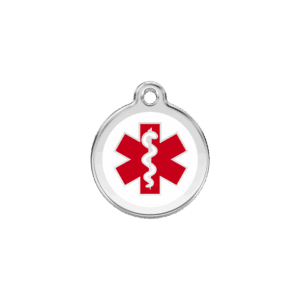 Médaille chat émail blanc Taille S étiquette médicale