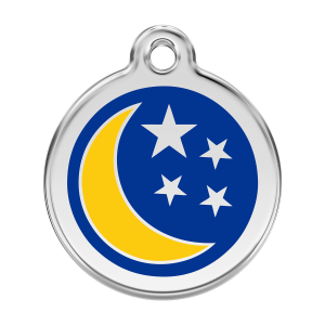 Médaille chien Lune et étoiles Bleu foncé Taille L