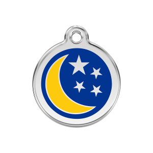 Médaille chien Lune et étoiles Bleu foncé Taille M