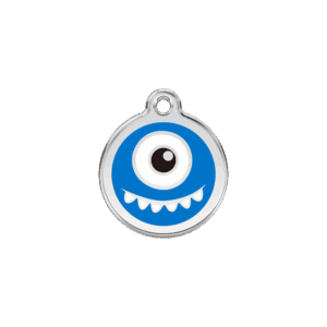 Médaille chat Monstre Bleu foncé S 20mm Émail et acier inoxydable