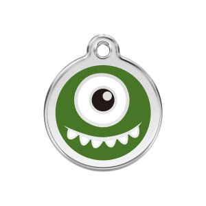 Médaille chien Monstre Vert M émail et acier inoxydable
