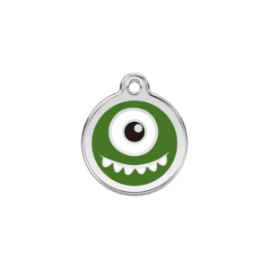 Médaille chat Monstre Vert S 20mm Émail et acier inoxydable