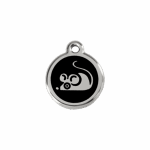 Médaille chat Souris en émail noir - Taille S