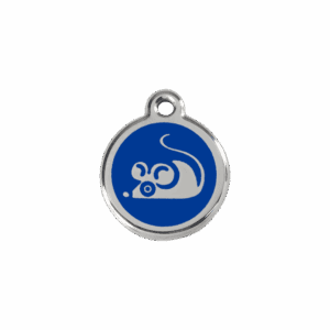 Médaille chat souris en émail bleu foncé - Taille S