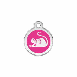 Médaille chat souris en émail rose vif - Taille S