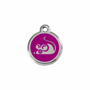 Médaille chat souris en émail violet - Taille S