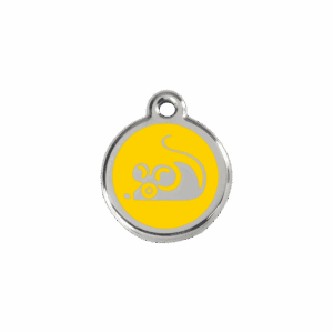 Médaille chat Souris Jaune - Émail et acier inoxydable - Taille S