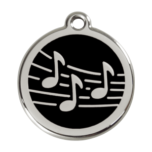 Médaille chien musique noir Taille L en émail et acier inoxydable