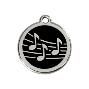 Médaille chien musique Taille M en émail et acier inoxydable