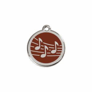 Médaille chat Musique Émail Brun S 20mm