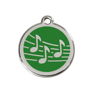 Médaille chien musique émail vert taille M
