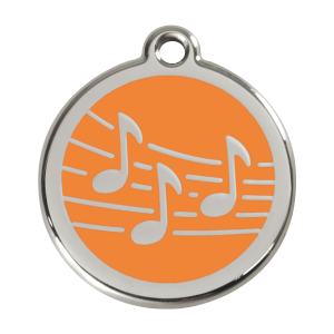 Médaille chien musique émail orange Taille L