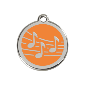 Médaille chien musique émail orange Taille M