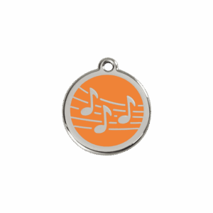 Médaille chat Musique S émail orange et acier inoxydable
