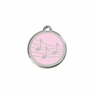 Médaille chat Musique Rose S émail et acier inoxydable