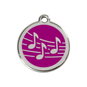 Médaille chien musique émail violet M