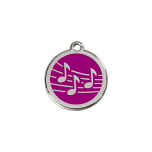 Médaille chat musique S émail violet 20mm