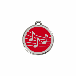 Médaille chat musique émail rouge S 20mm