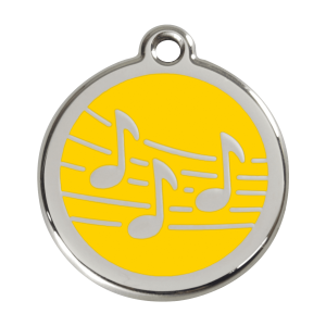 Médaille chien musique jaune Taille L émail et acier inoxydable