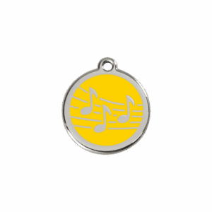 Médaille chat Musique Jaune S émail et acier inoxydable