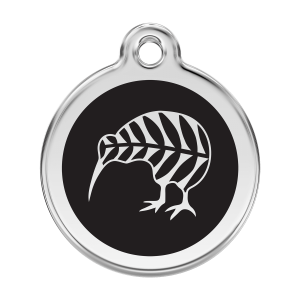Médaille chien kiwi noir émail inox - Taille L
