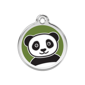 Médaille chien panda verte Taille M en émail et acier inoxydable