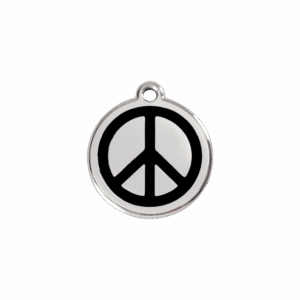 Médaille chat S Paix noir émail et acier inoxydable