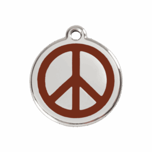 Médaille chien Paix brun taille M émail et acier inoxydable