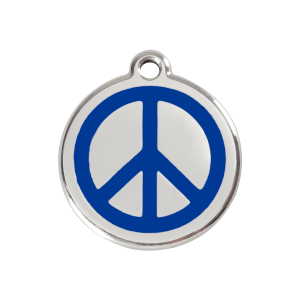 Médaille chien Paix bleu foncé M émail et acier inoxydable