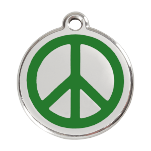 Médaille chien Paix verte L émail et acier inoxydable