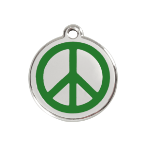 Médaille chien Paix verte taille M émail et acier inoxydable