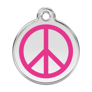Médaille chien Paix rose vif taille L